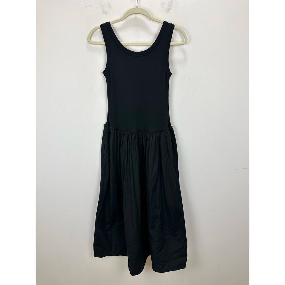 Madewell Mixed Poplin Scoopneck Maxi Dress Cotton A Line Minimalist Black XS NWT - Picture 12 of 14